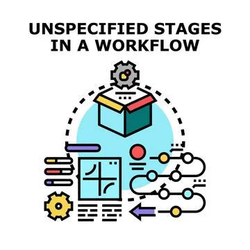 Unspecified stages in a workflow process development Stock Illustration
