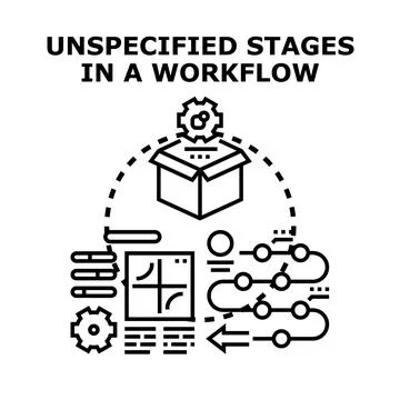 Unspecified stages in a workflow process development Stock Illustration
