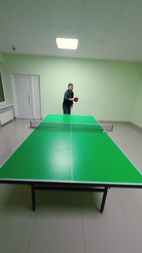 Unstabilized Vertical POV Table Tennis: First-Person Real-Time Gameplay Exp.. Stock-Footage 304518239