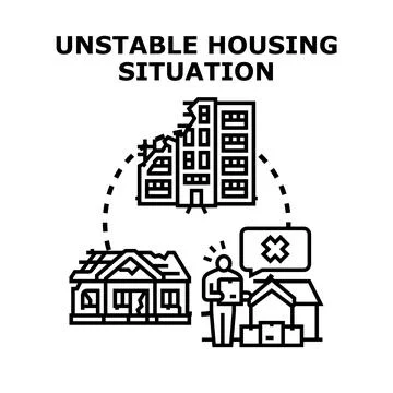 Unstable housing situation causing displacement and property problems Stock Illustration