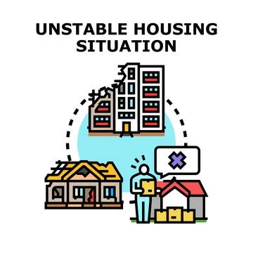 Unstable housing situation causing displacement and property problems Stock Illustration