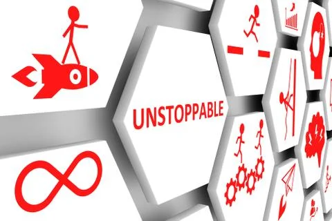 UNSTOPPABLE concept cell background 3d illustration Stock Illustration
