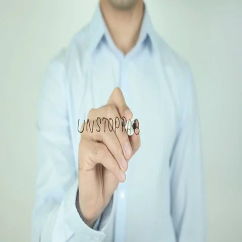 Unstoppable, Writing On Transparent Screen Stock Footage 69536952