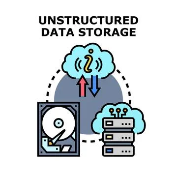 Unstructured data storage and cloud computing concept Illustrazione stock