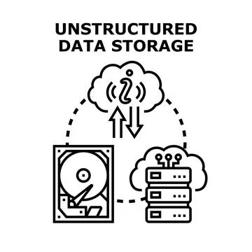 Unstructured data storage and cloud computing concept Stock Illustration