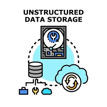 Unstructured data storage and computing concept vector Illustrazione stock