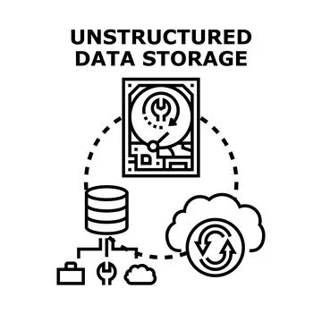 Unstructured data storage and computing concept vector Illustrazione stock