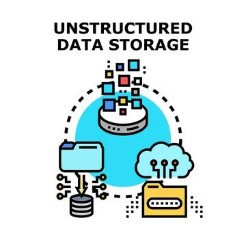 Unstructured data storage computing concept for digital information managemen Stock Illustration