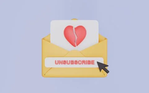 Unsubscribe email exit from mailing list, Remove or leaving marketing email Stockillustratie
