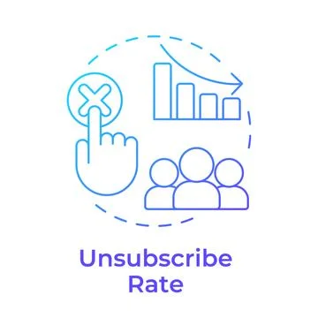 Unsubscribe rate blue gradient concept icon Stock Illustration