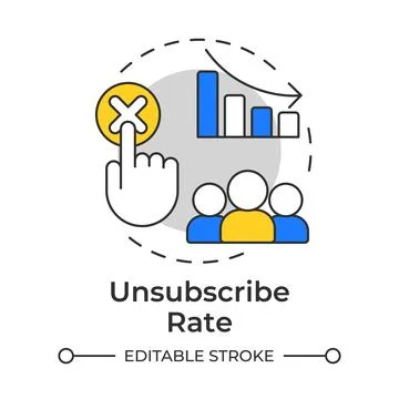 Unsubscribe rate multi color concept icon Stock Illustration