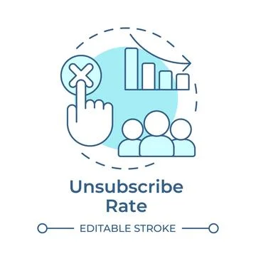 Unsubscribe rate soft blue concept icon Stock Illustration