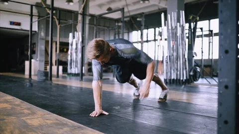 Unsuccessful attempt to push ups Stock Footage 112191594