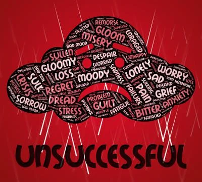 Unsuccessful Word Represents Foiled Text And Vain Stock Illustration