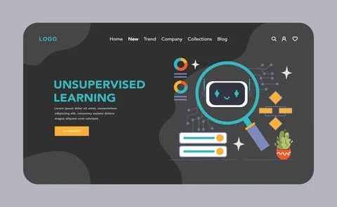 Unsupervised Learning concept. Flat vector illustration Illustrazione stock
