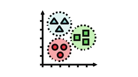 Unsupervised learning machine color icon animation Stock Footage 326108008