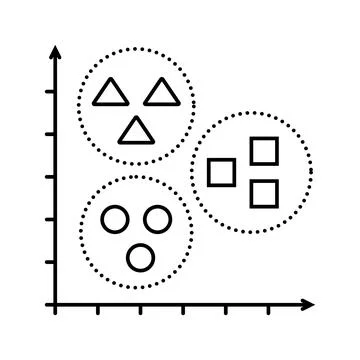 Unsupervised learning machine line icon vector illustration 库存插图