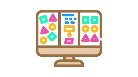 Unsupervised machine learning color icon animation Stock Footage 327259861