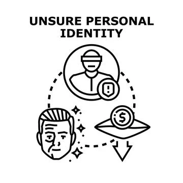 Unsure personal identity vector concept a masked figure with security issues, Stock Illustration