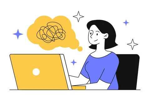 Untangling and solving problems Illustrazione stock