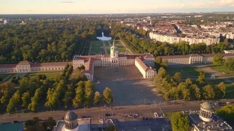 Until 1888 summer residence of Prussian kings. Magic aerial view flight berlin Stock Footage 220078225