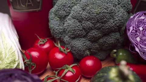 Untitled Fresh Vegetables Close Up with Cinematic Slider Movement Stockbeeldmateriaal 335582546