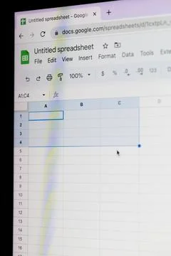 Untitled spreadsheet in google sheet Stock Photos