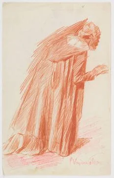 Untitled. Study of a kneeling monk , circa 1980, by Karl Sim, Petrus van d... Stock Photos