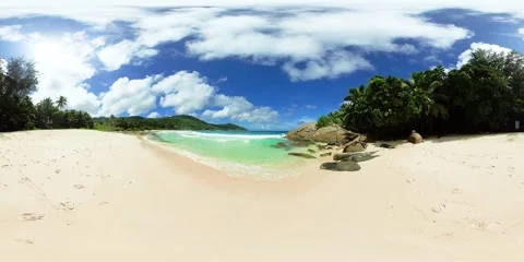 Untouched tropical beach with gentle waves in Seychelles. Stock Footage 311149337