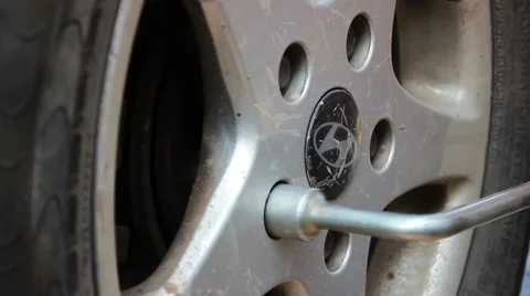 Untwisting The Bolts On The Wheel Stock-Footage 41731827