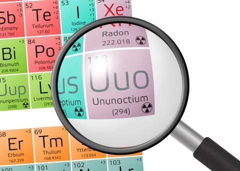 Ununoctium from Periodic Table of the Elements with magnifying glass イラスト素材