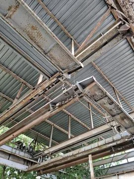 Unused rusty car parking system 스톡 사진