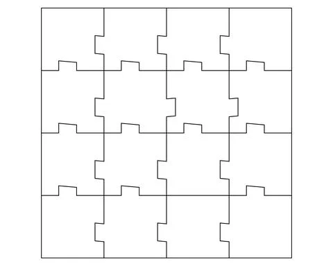 Unusual Abstract Blank Rectangle Jigsaw Puzzle with 16 pieces. Simple line art Illustrazione stock