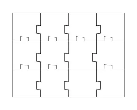 Unusual Abstract Blank Rectangle Jigsaw Puzzle with 12 pieces. Simple line art Illustrazione stock
