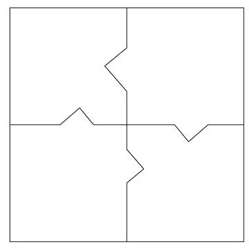 Unusual Abstract Blank Rectangle Jigsaw Puzzle with 4 pieces. Simple line art Illustrazione stock