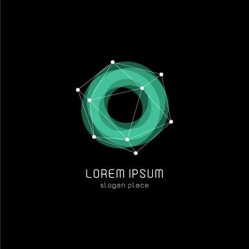 Unusual abstract geometric shapes vector logo. Circular, polygonal colorful Stock Illustration
