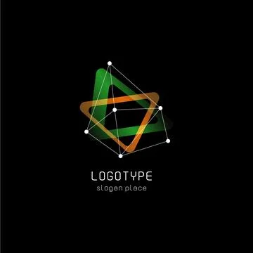 Unusual abstract geometric shapes vector logo. Circular, polygonal colorful Stock Illustration