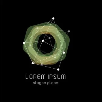 Unusual abstract geometric shapes vector logo. Circular, polygonal colorful Stock Illustration