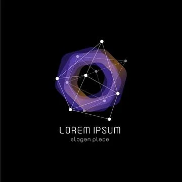 Unusual abstract geometric shapes vector logo. Circular, polygonal colorful Stock Illustration