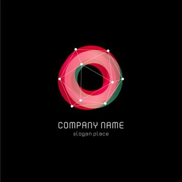 Unusual abstract geometric shapes vector logo. Circular, polygonal colorful Stock Illustration