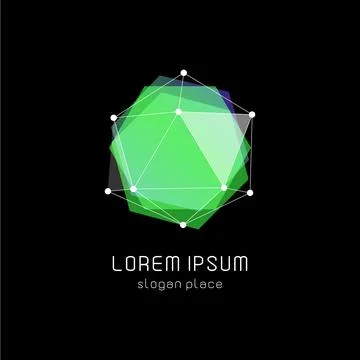 Unusual abstract geometric shapes vector logo. Circular, polygonal colorful Stock Illustration