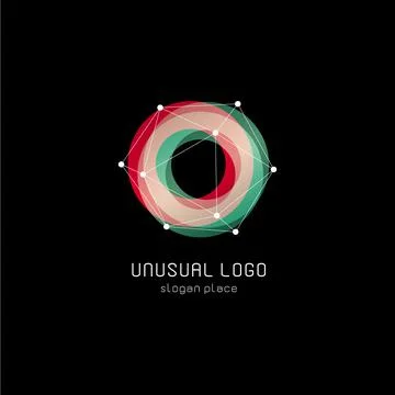 Unusual abstract geometric shapes vector logo. Circular, polygonal colorful Stock Illustration