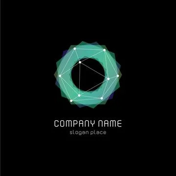 Unusual abstract geometric shapes vector logo. Circular, polygonal colorful Stock Illustration