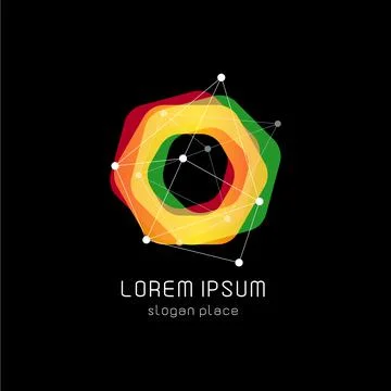 Unusual abstract geometric shapes vector logo. Circular, polygonal colorful Stock Illustration