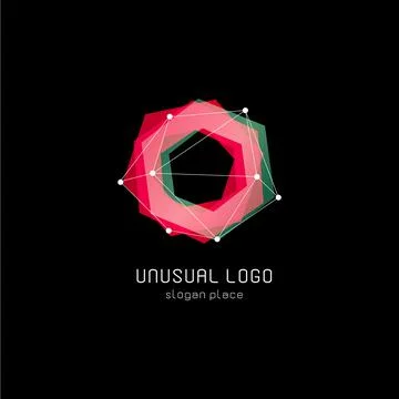 Unusual abstract geometric shapes vector logo. Circular, polygonal colorful Stock Illustration