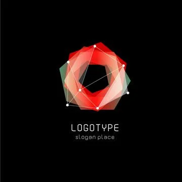 Unusual abstract geometric shapes vector logo. Circular, polygonal colorful Stock Illustration