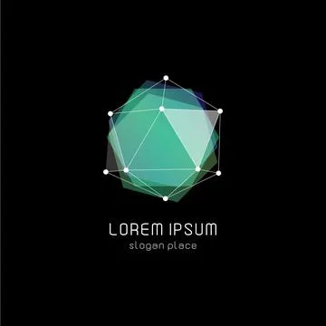 Unusual abstract geometric shapes vector logo. Circular, polygonal colorful Stock Illustration