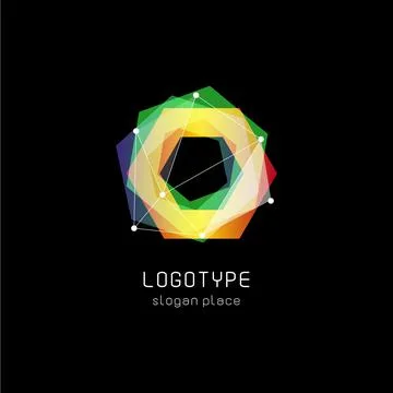 Unusual abstract geometric shapes vector logo. Circular, polygonal colorful Stock Illustration
