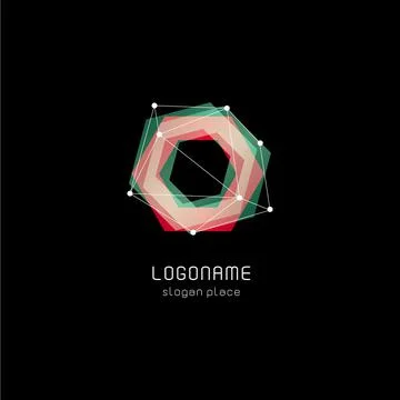 Unusual abstract geometric shapes vector logo. Circular, polygonal colorful Stock Illustration