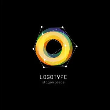 Unusual abstract geometric shapes vector logo. Circular, polygonal colorful Stock Illustration